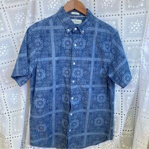 Hawker rye blue collar button up shirt size medium stretchy slim fit